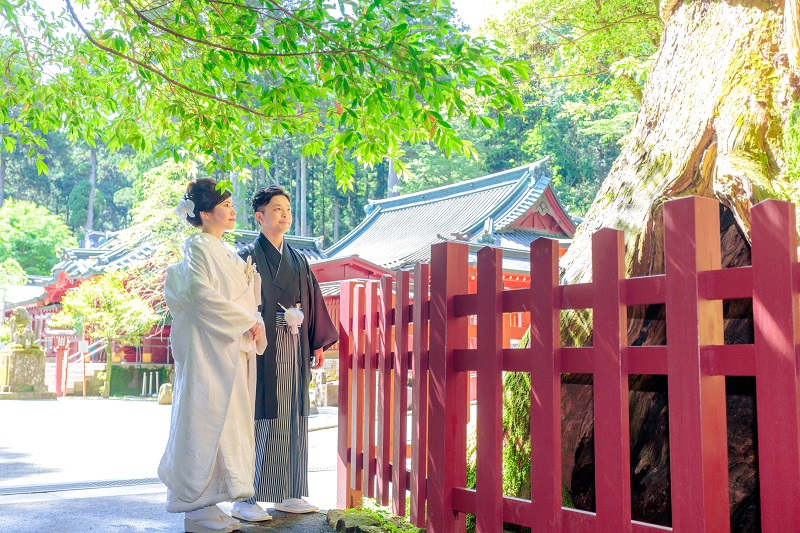 箱根神社での記念撮影