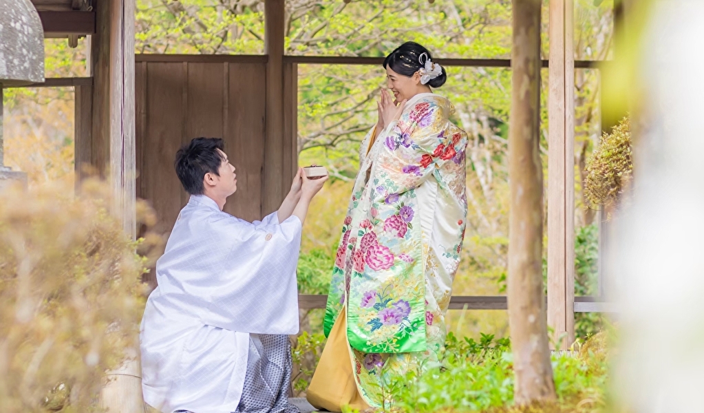 箱根の日本庭園でロケーションフォト