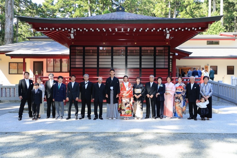 箱根神社で家族写真