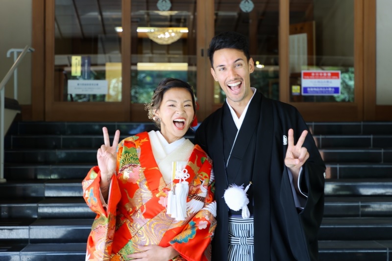 箱根神社で国際結婚
