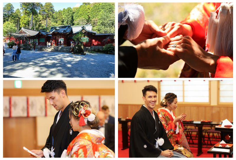 箱根神社で国際結婚式