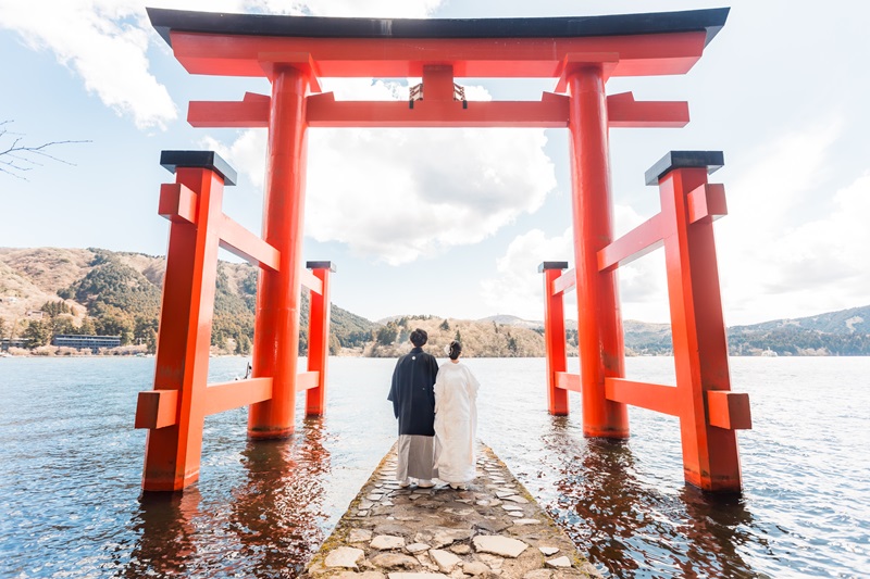 箱根神社平和の鳥居撮影